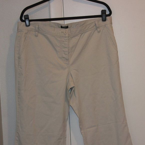 J. Crew  Khaki City Fit Wide Leg Pants Women Size 14 - Picture 2 of 13
